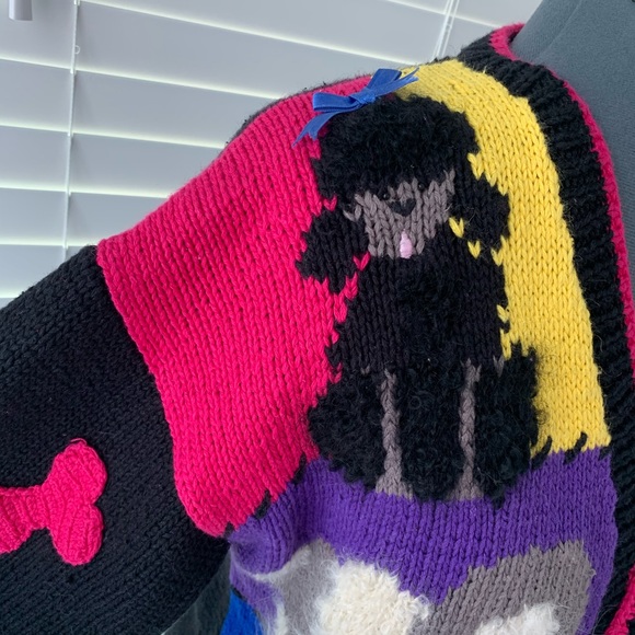 🟢Dog Love Sweater button down V-neck Cardigan new Embellished Colorful Valentine - Picture 6 of 14